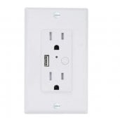 Energizer Connect EWO31001WHT In-Wall Smart Outlet W/USB Port WHITE