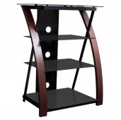 Sonora S85A4B Glass + Wood Audio Stand Audio Rack DARK BROWN