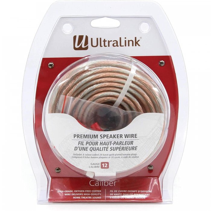 Ultralink 12AWG Caliber Premium Speaker Wire with Pins (25ft) - Click Image to Close