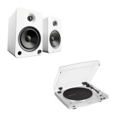 Audio-Technica AT-LP3XBT & Kanto YU6 Wireless Turntable Powered Speaker System WHITE - Open Box
