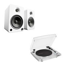 Audio-Technica AT-LP3XBT & Kanto YU6 Wireless Turntable Powered Speaker System WHITE - Open Box