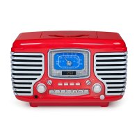Crosley CR612-RD Corsair Retro Clock Radio CD Player RED