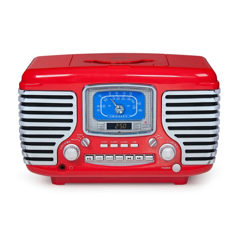 Crosley CR612-RD Corsair Retro Clock Radio CD Player RED