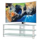 Techcraft BEL501F 50\" Frosted Glass & Metal TV Stand SILVER