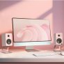 Kanto Living SE2P Elevated Desktop Speaker Stands for Small Speakers PINK