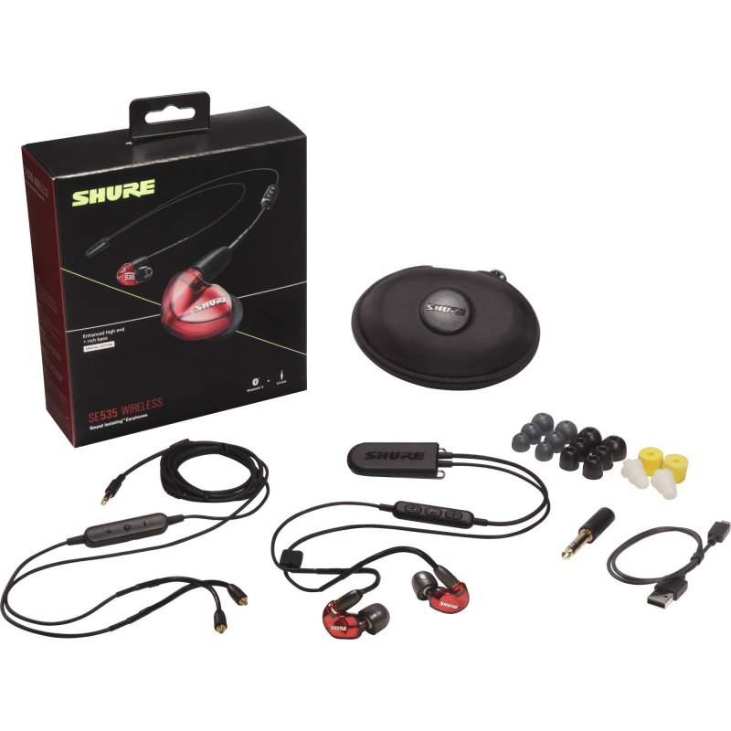 Shure SE535 Sound-Isolating Earphones with 3.5mm Remote/Mic Cable RED