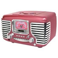 Crosley CR612-PI (Pink) Corsair Retro Clock Radio CD Player