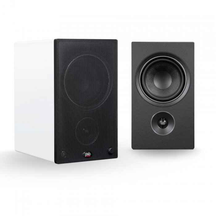 PSB Alpha AM5 Compact Powered Speakers w Bluetooth, USB, DAC WHITE - Click Image to Close