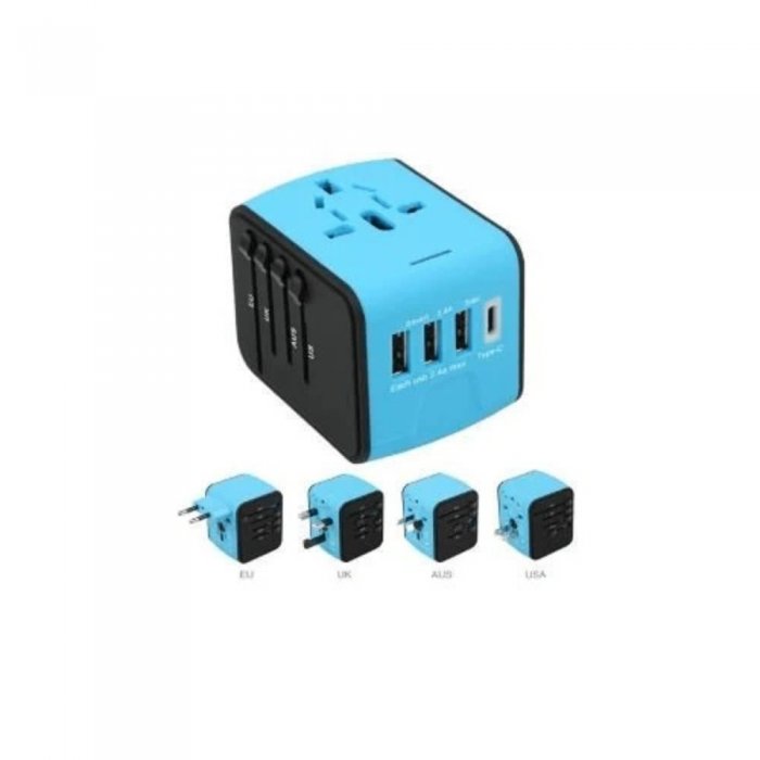 Ultralink UP608BE All-in-1 Universal World Travel Adapter w/ 3 USB - Click Image to Close