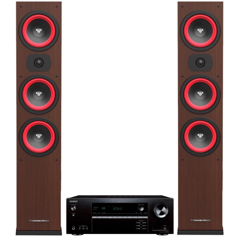 Onkyo TX-NR5100 & Cerwin Vega LA365 7.2 Channel Network Receiver Tower Speaker System Bundle EXPRESSO