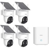aosu SolarCam T2 Pro Dual 3K Solar Security Camera System with aosuCortex AI Hub (4 Cameras) WHITE