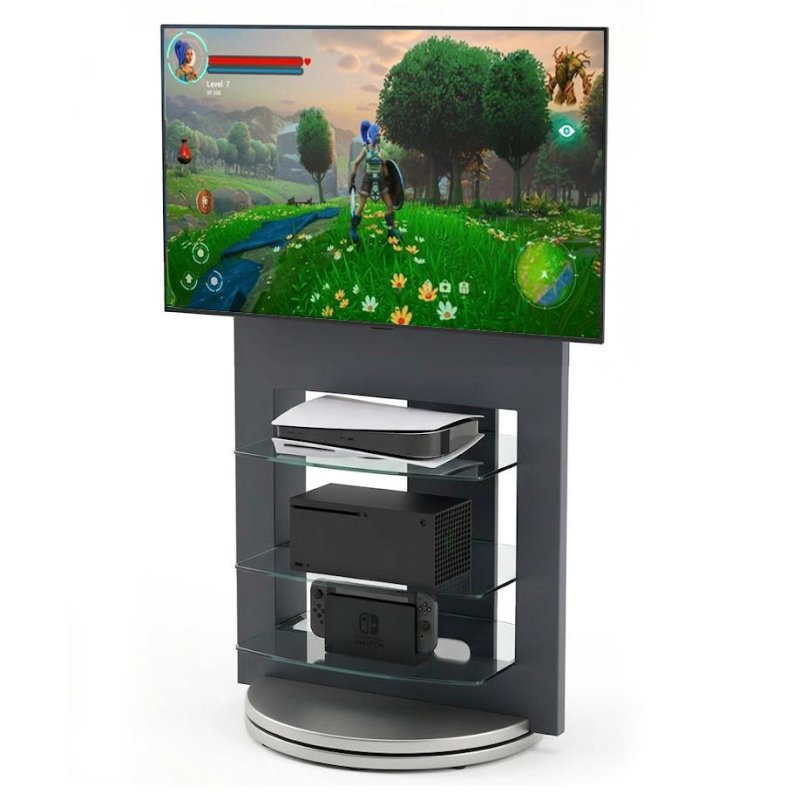 Techcraft WSW37 Swivel Floating TV Stand with Adjustable Glass Shelves for 20"–37" TVs DARK GRAY/SILVER - Open Box