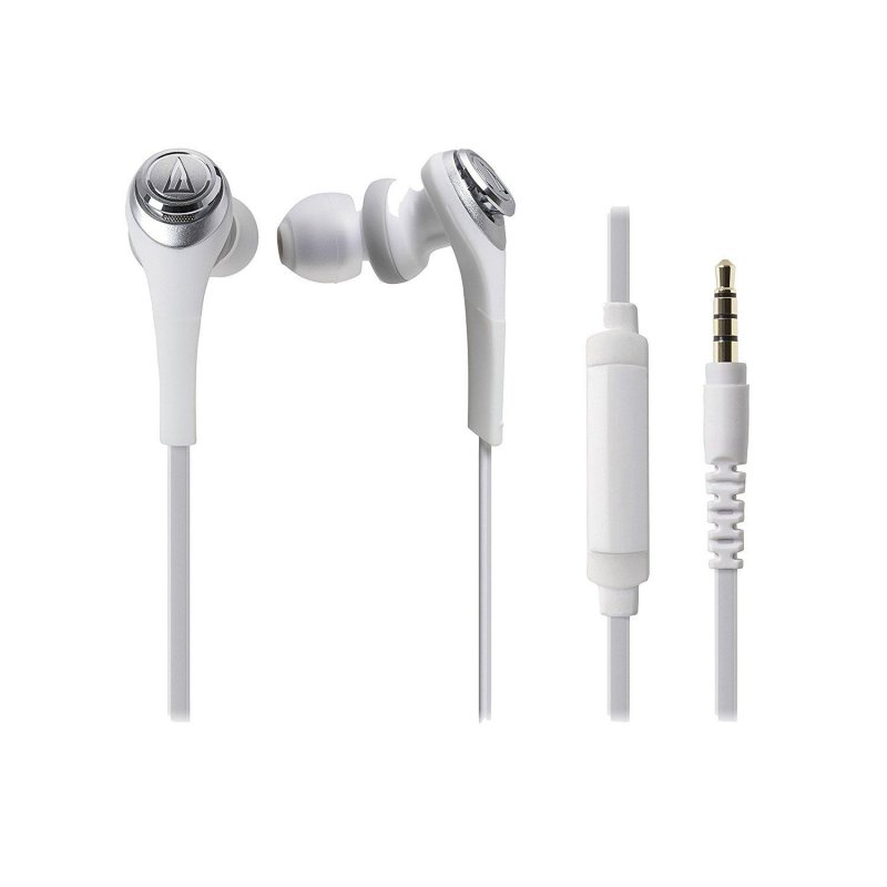 Audio-Technica ATH-CKS550iSWH Solid Bass In-Ear Headphones with Mic WHITE