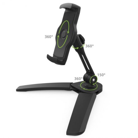 Description image for Kanto DS150 Device Stand - Single Arm with Folding Legs BLACK