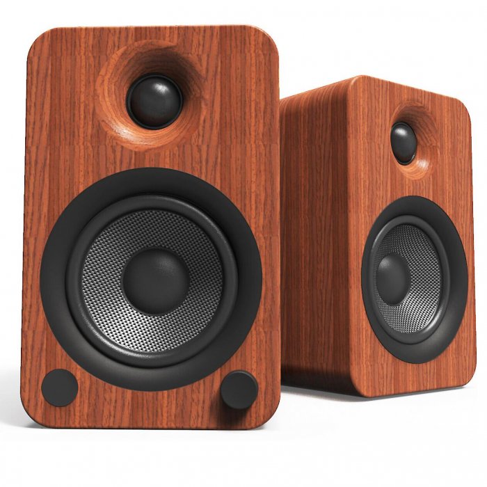 Kanto YU4Walnut 70W Powered Speakers with Bluetooth and Phono Preamp WALNUT - Open Box - Click Image to Close