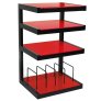 NorStone ESSE HiFi Vinyl 34-Inch Audio Rack 4 Shelf Steel Frame with LP Record Storage RED