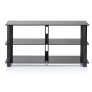 NorStone Epur 3 AV TV Stand 3 Shelf Tempered Glass Steel Frame SATIN BLACK
