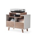 NorStone Oslo 800 Vinyl Cabinet with Dual Record Storage Drawers and Turntable Platform WHITE / OAK