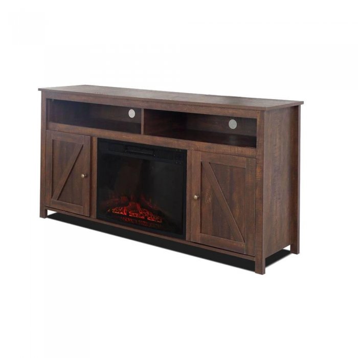 Home Touch Regal TV Stand Veneer Finish with 23-Inch Fireplace Insert - Click Image to Close