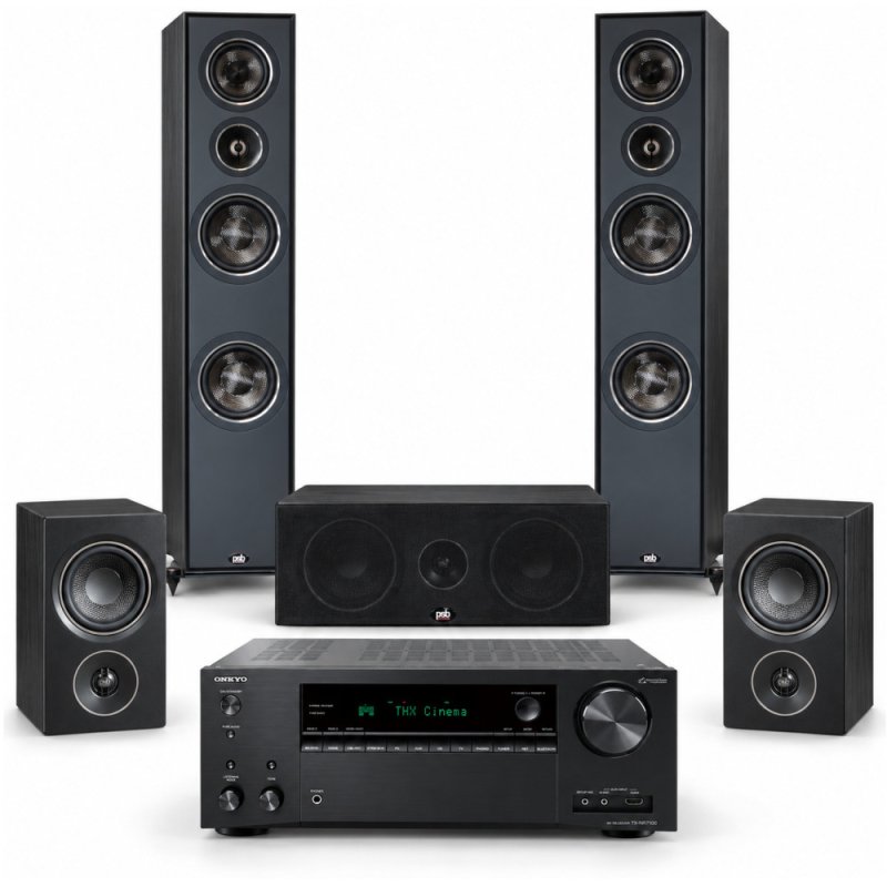 PSB Imagine T54 & Alpha C10 / P3 with Onkyo TX-NR7100 5-Channel Home Theater Speaker System Bundle BLACK
