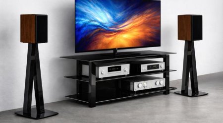 NorStone Walk Speaker Stand Glossy Black Glass Base