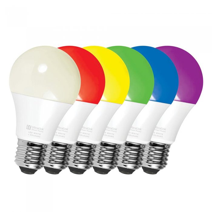 Ultralink Smart WiFi RGB+CCT / Light Bulb LED White+Colour (A19 Bulb) - Click Image to Close