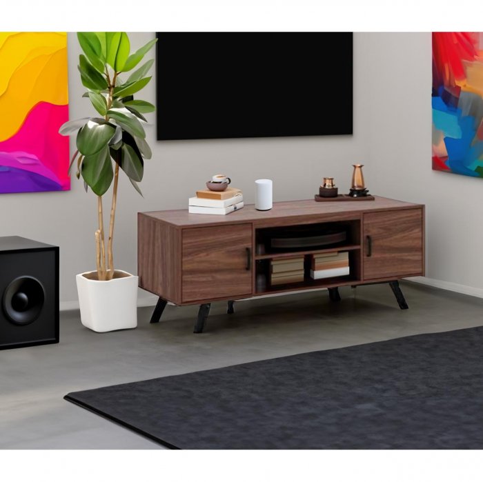 Sonora S40V55MB 55" Wide Adjustable TV Stand MEDIUM BROWN - Click Image to Close