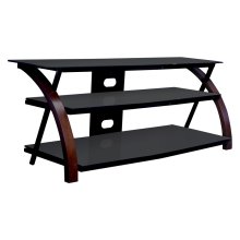 Sonora S85V50B 50-Inch Curved Wood & Glass TV Stand DARK BROWN
