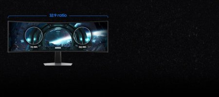 Description image for Samsung LS49DG912SNXZA — 49" Odyssey G9 DQHD Curved Gaming Monitor, 240Hz, 1ms, HDR10