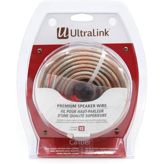 Ultralink 12AWG Caliber Premium Speaker Wire with Pins (50ft)