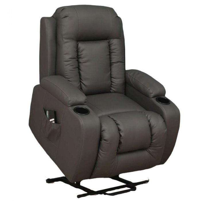 Home Touch HTD-LB7027 Bonded Leather Cup Holders Recline and Leg Raise Lift chair GREY - Click Image to Close