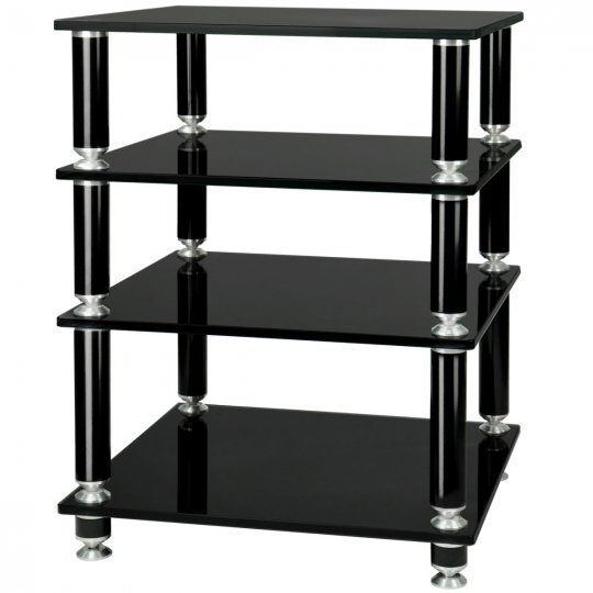 NorStone Stabbl Four Glass Shelf Hi-Fi Audio Rack BLACK