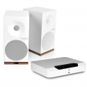 Bluesound POWERNODE EDGE Wireless Streaming Amp & Tangent X5 Passive Bookshelves WHITE