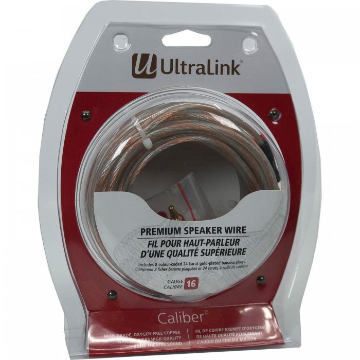 Ultralink 16AWG Caliber Premium Speaker Wire with Pins (50ft) - Click Image to Close