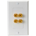 Quest SWP-2 Dual Speaker Wall Plate with 4 Gold-Plated 5-Way Binding Posts WHITE