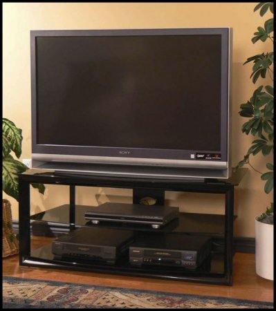 Description image for Techcraft MC4832B Glass on Metal Television Stand BLACK