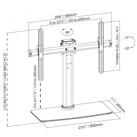 Description image for Sonora STS64 Swivel & Tilt TV Stand Bracket for 32