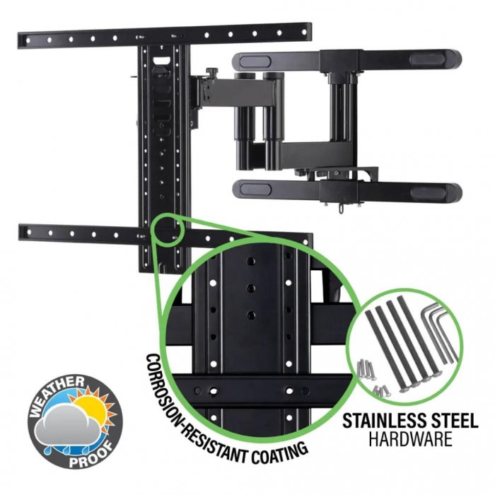 Sanus VODLF125 High-Quality Full-Motion TV Wall Mount for 40"-85" Outdoor BLACK - Click Image to Close