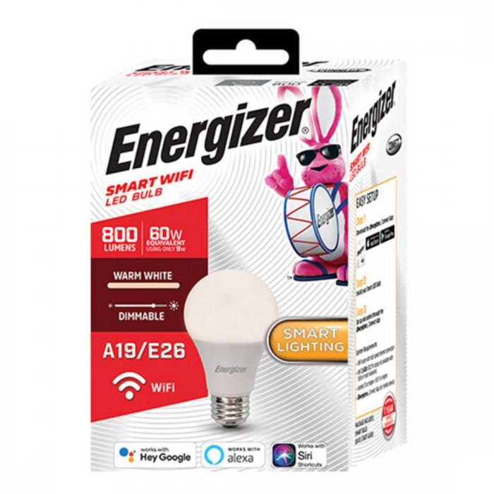 Energizer EAW21001SWT Connect A19 Smart Warm LED Bulb WHITE - Click Image to Close