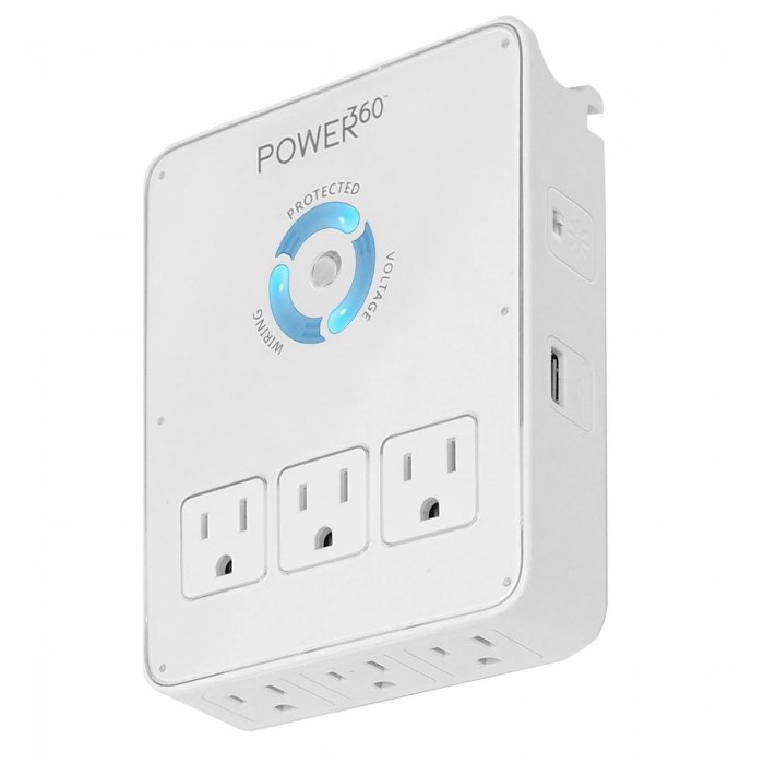 Panamax P360-DOCK Outlet Wall Dock with USB Charging Station WHITE - Click Image to Close