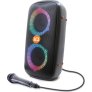 iQ Wave Bluetooth Party Speaker with Wired Karaoke Microphone BLACK