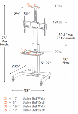 Description image for Sonora S95H Commercial Mobile TV Stand/Trolley