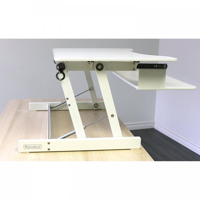 Rocelco ADR Sit-To-Stand 32-Inch Adjustable Desk Riser WHITE - Click Image to Close