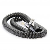 Ultralink UHS87BL Telephone Coil Cord BLACK (12FT)