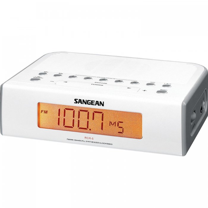 Sangean RCR-5WH Digital AM/FM Clock Radio WHITE - Click Image to Close