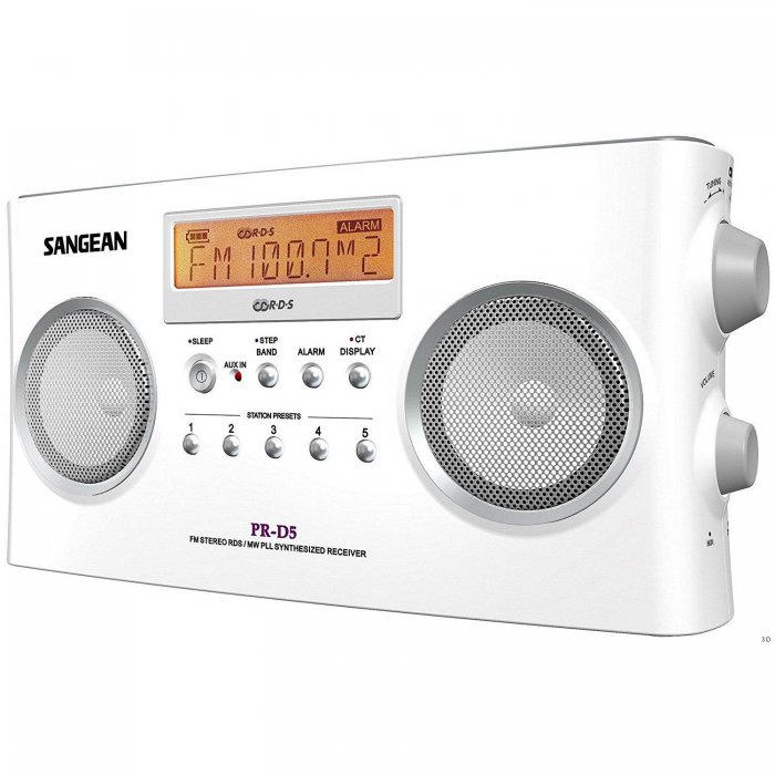 Sangean PR-D5WH Digital Tuning Portable Stereo Radio WHITE - Click Image to Close