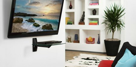 Description image for OmniMount ECS-B Wall Shelf with Pivoting Arm -Max 30 lbs -Black