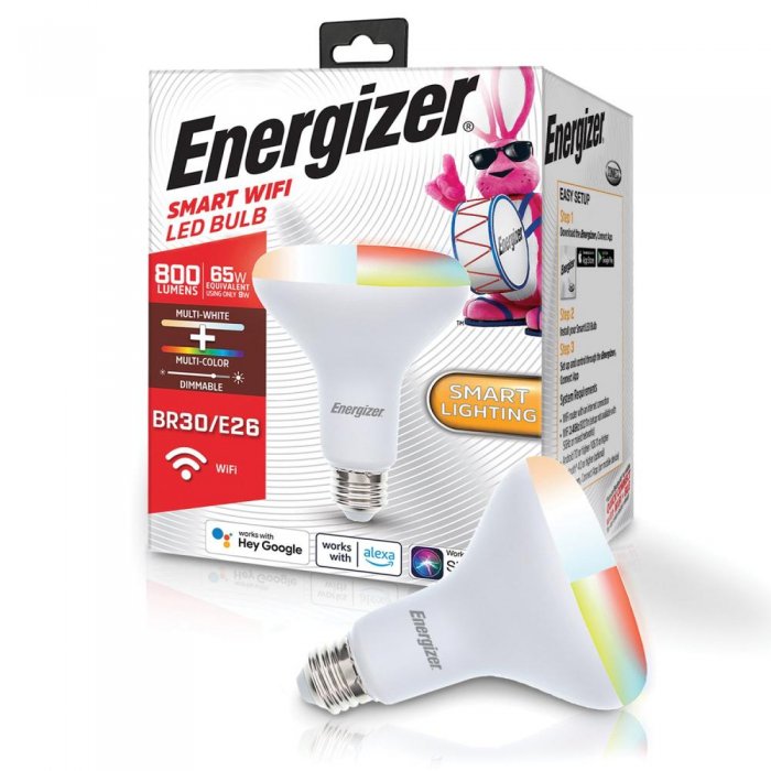 Energizer EBC21002RGB BR30 Smart Bright RGB LED Flood Light Bulb WHITE - Click Image to Close