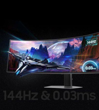 Description image for Samsung LS49DG912SNXZA — 49" Odyssey G9 DQHD Curved Gaming Monitor, 240Hz, 1ms, HDR10