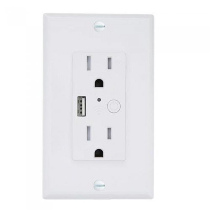 Energizer Connect EWO31001WHT In-Wall Smart Outlet W/USB Port WHITE - Click Image to Close